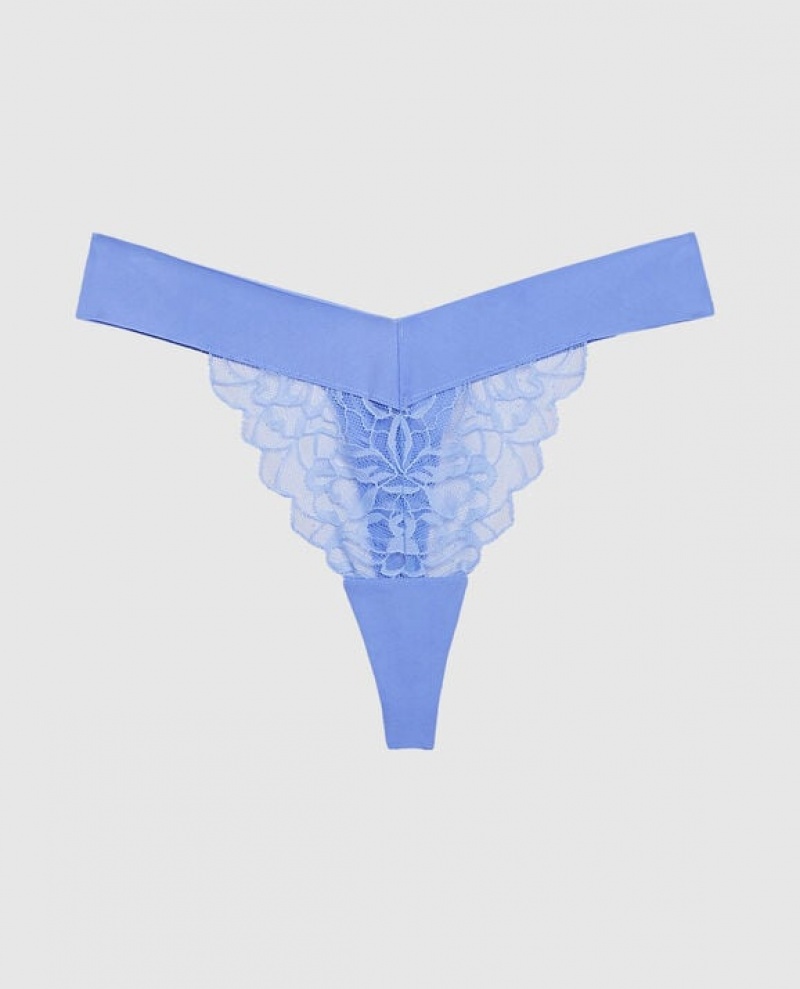 La Senza High Leg Thong Panty Women\'s Underwear Blue | NJC35JQO