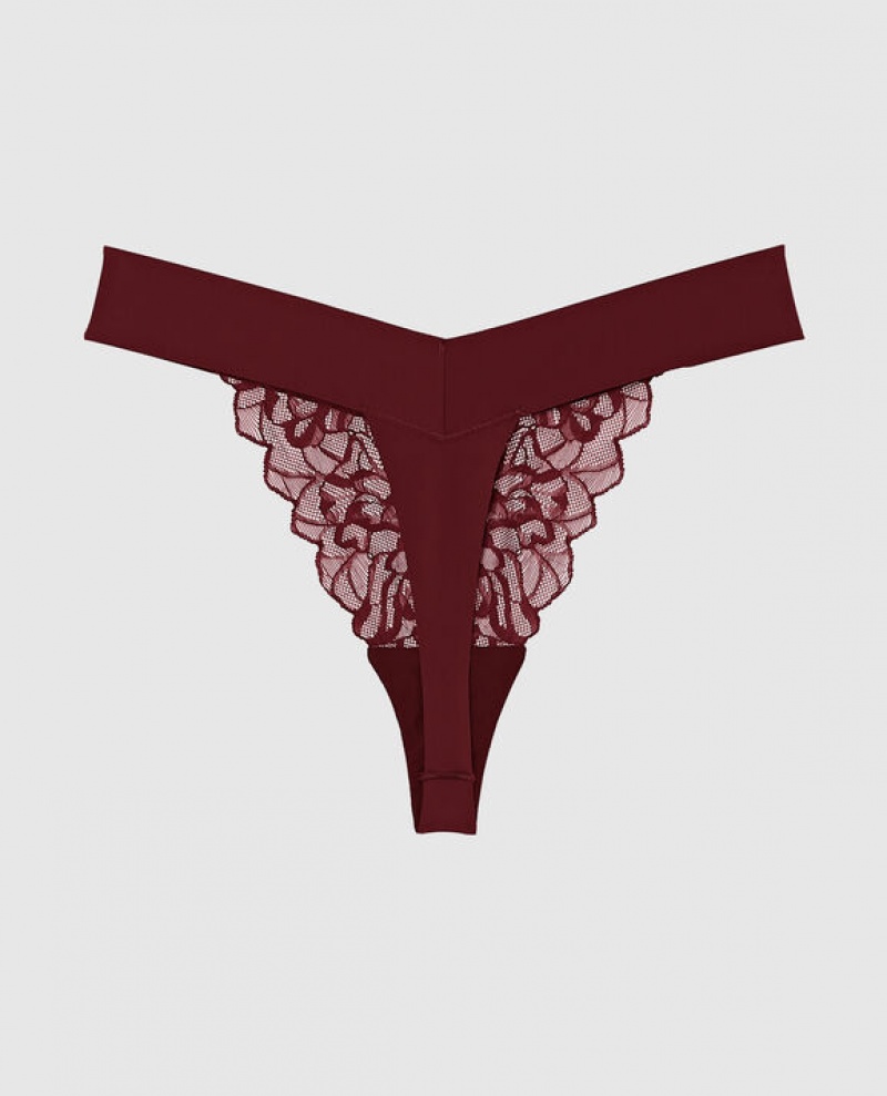 La Senza High Leg Thong Panty Women's Underwear Red Burgundy | Syq8Rz8m