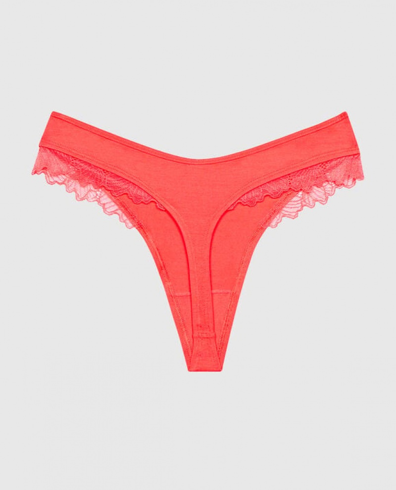 La Senza High Leg Thong Panty Women's Underwear Red | E67xVi4c