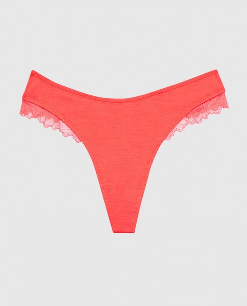 La Senza High Leg Thong Panty Women\'s Underwear Red | E67xVi4c