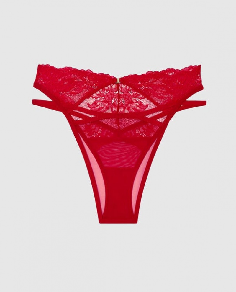 La Senza High Waist Cheeky Panty Women's Underwear Red | AhJMbEQb