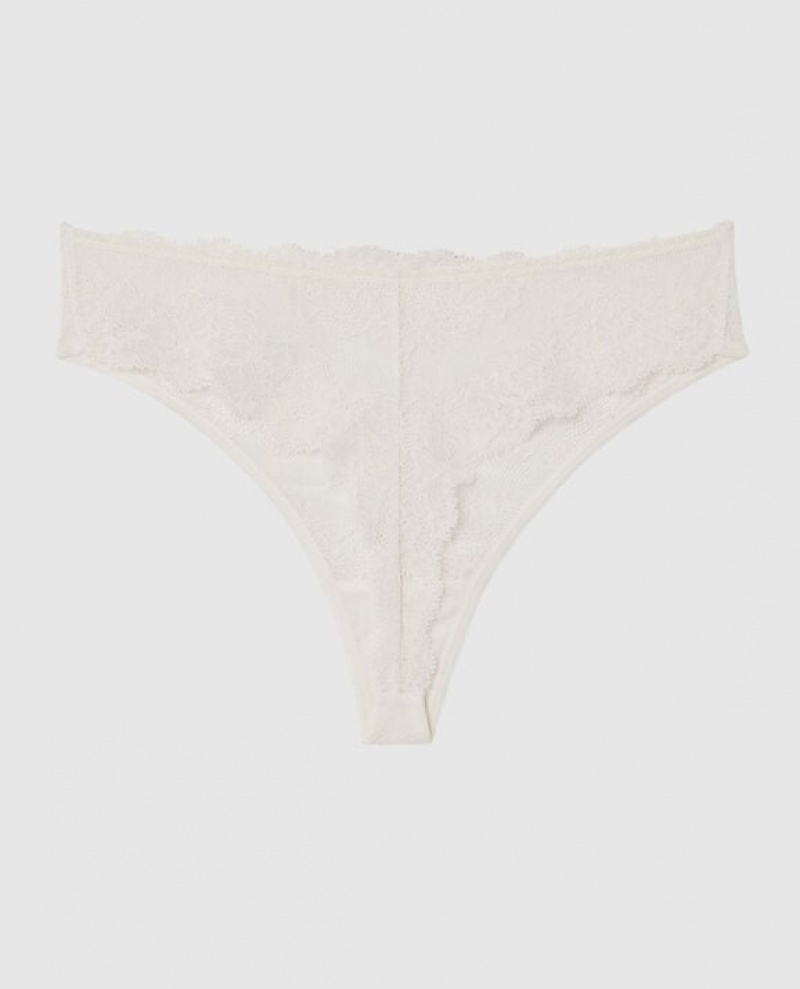 La Senza High Waist Thong Panty Women's Underwear White | ighgzLLB