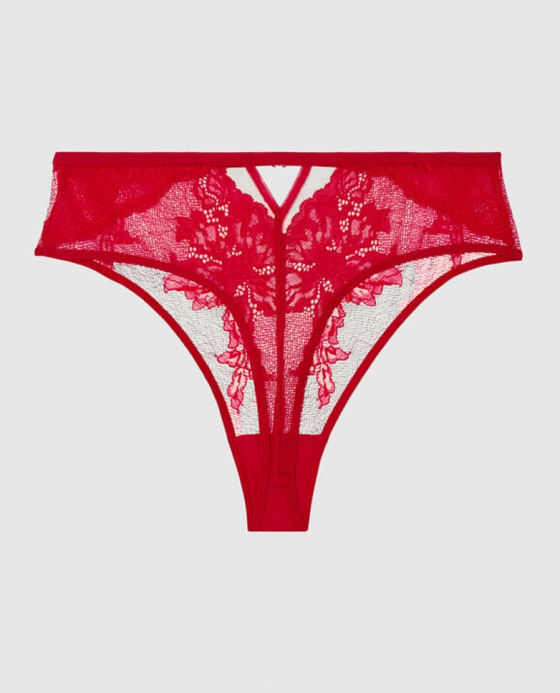 La Senza High Waist Thong Panty Women's Underwear Red | TufWZ0Hb