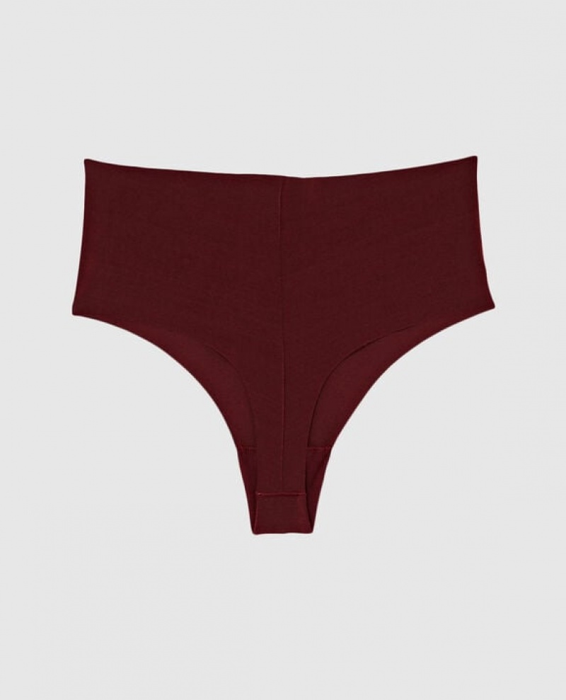 La Senza High Waist Thong Panty Women's Underwear Red Burgundy | 9evpLG7g