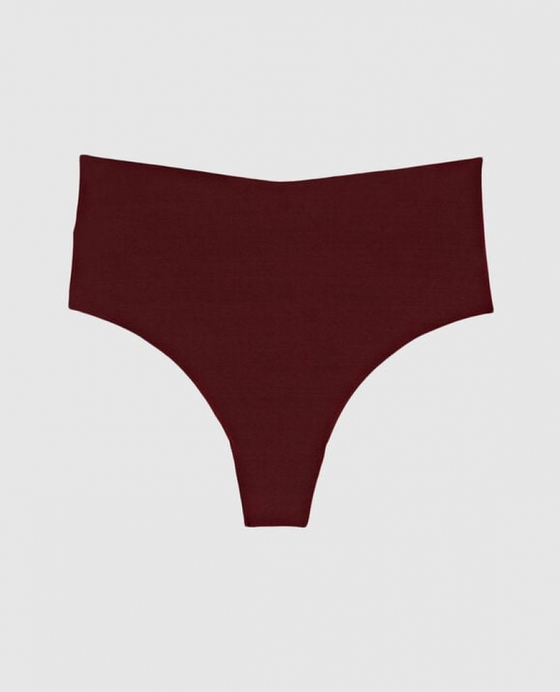 La Senza High Waist Thong Panty Women\'s Underwear Red Burgundy | 9evpLG7g