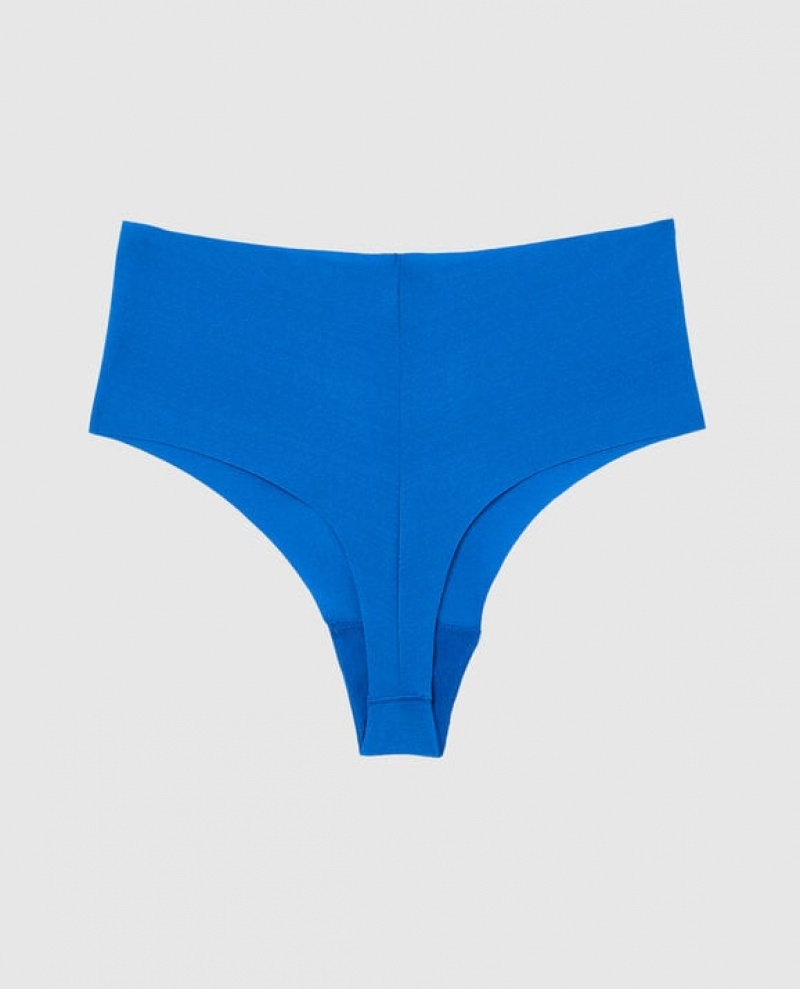 La Senza High Waist Thong Panty Women's Underwear Deep Blue | RVxDSGYc