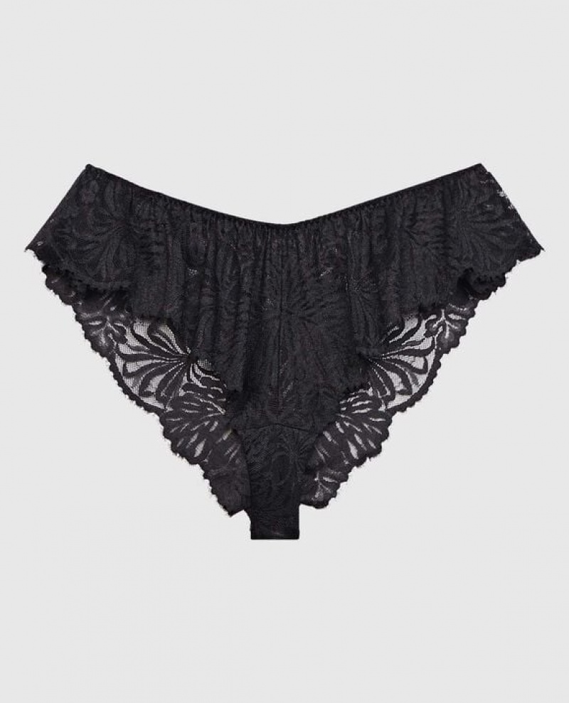 La Senza Lace Cheeky Panty Women\'s Pajamas Black | XpRgfif5