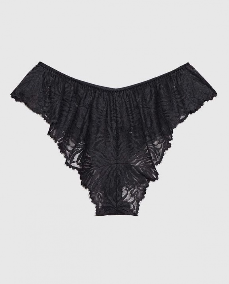 La Senza Lace Cheeky Panty Women's Underwear Black | UWqE4O28