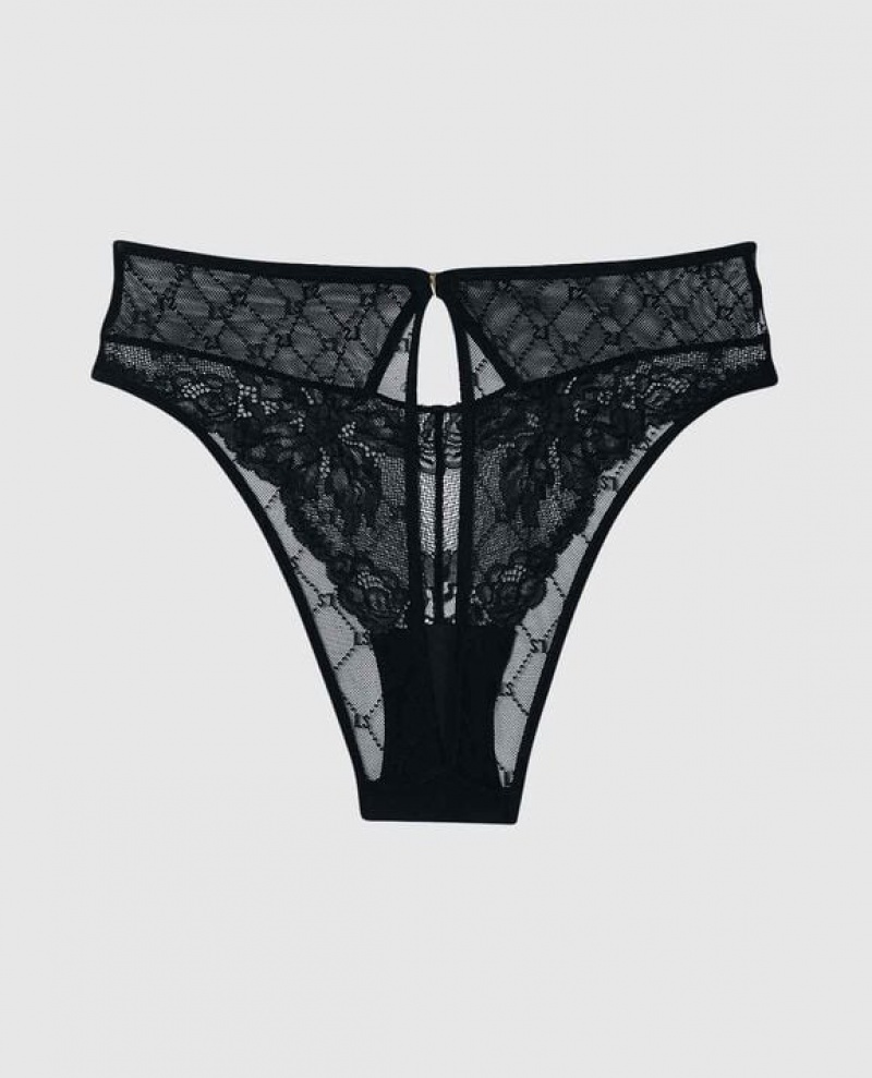 La Senza Lace Cheeky Panty Women's Underwear Black | dnUrMdrT