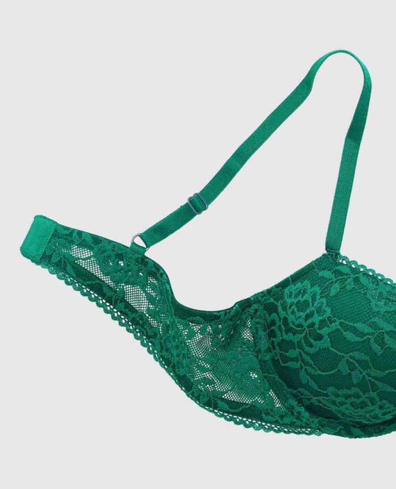 La Senza Lightly Lined Demi Women's Bras Green | 5AJrSkzB