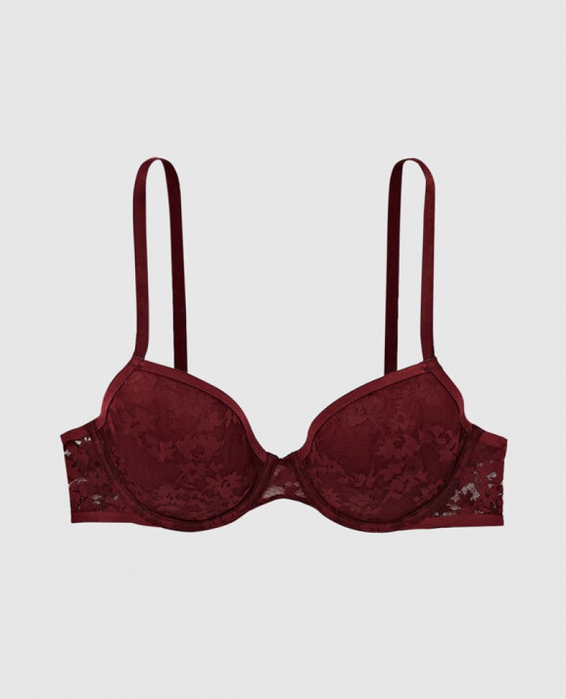 La Senza Lightly Lined Demi Women\'s Bras Red Burgundy | RGEJ5rN1