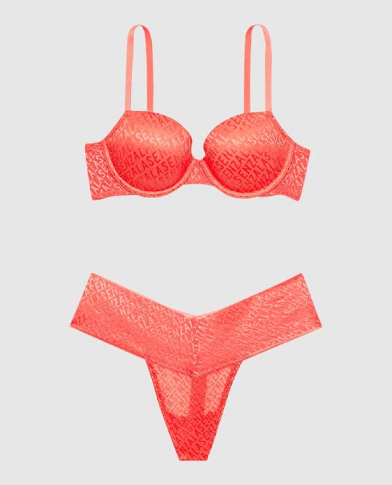 La Senza Lightly Lined Demi Women's Bras Red | dshoblfW