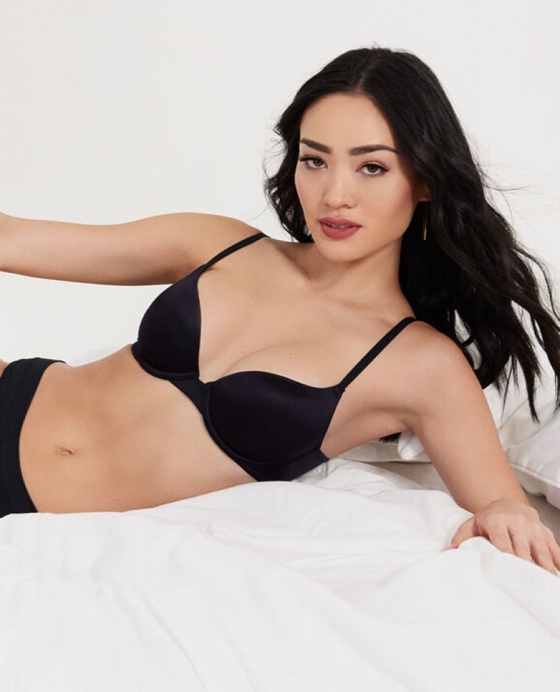 La Senza Lightly Lined Demi Women's Bras Black | KmQctlOG