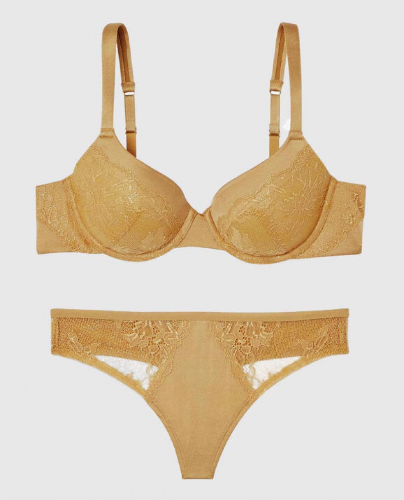 La Senza Lightly Lined Full Coverage Women's Bras Gold | JSl9G5FZ