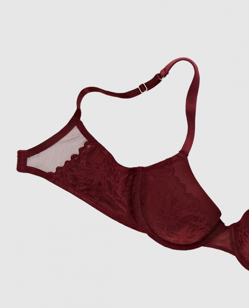 La Senza Lightly Lined Full Coverage Women's Bras Red Burgundy | DtRNW3w1