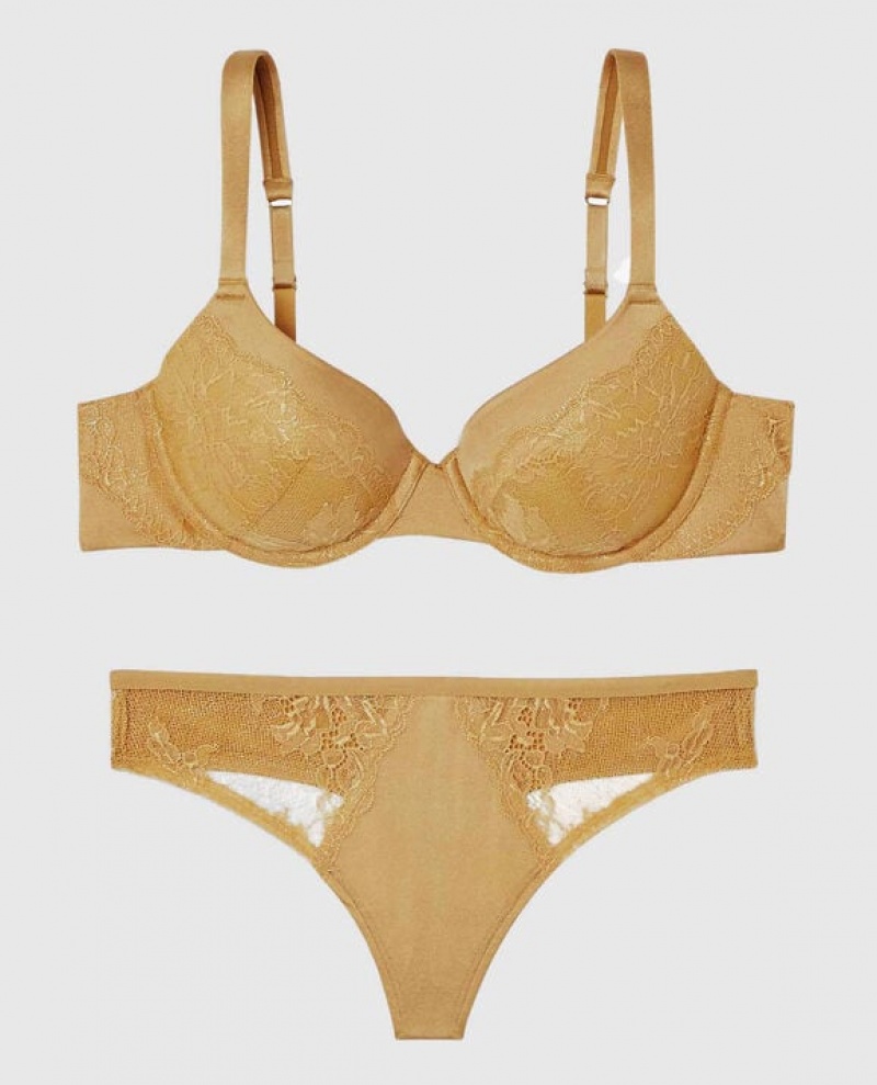 La Senza Lightly Lined Full Coverage Women's Bras Gold | 3uSmF2mU