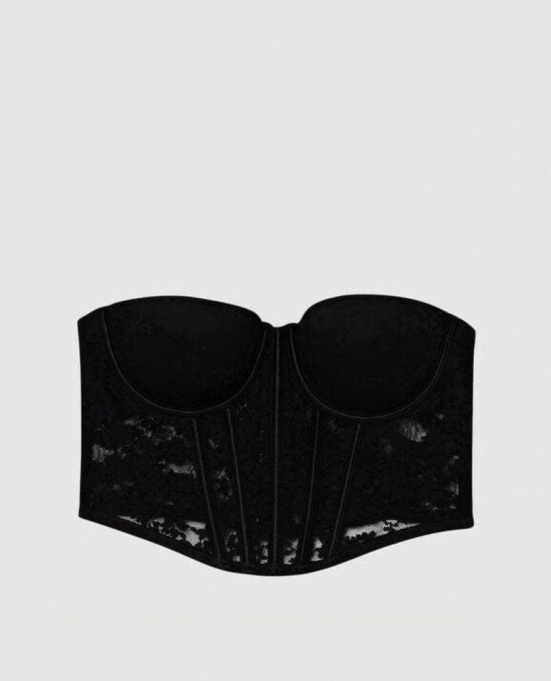 La Senza Lightly Lined Strapless Top Women's Bras Black | vq8K4st4