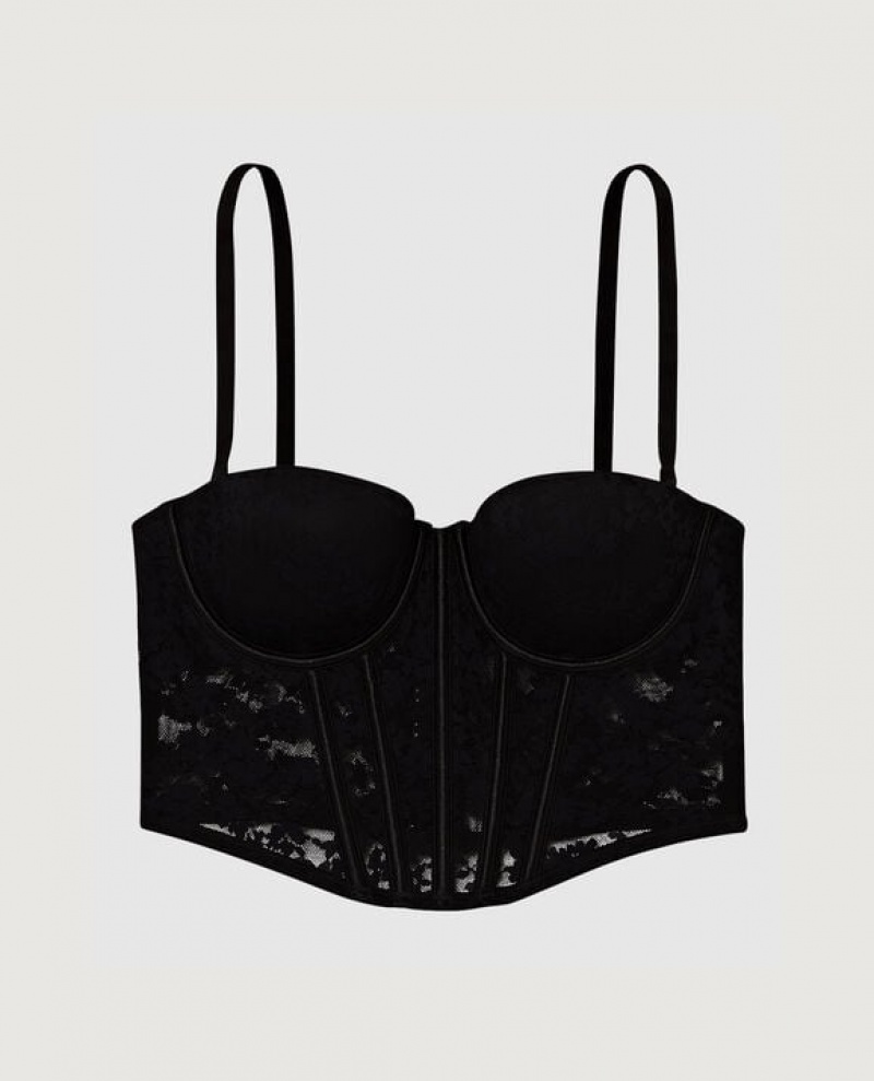 La Senza Lightly Lined Strapless Top Women\'s Bras Black | vq8K4st4