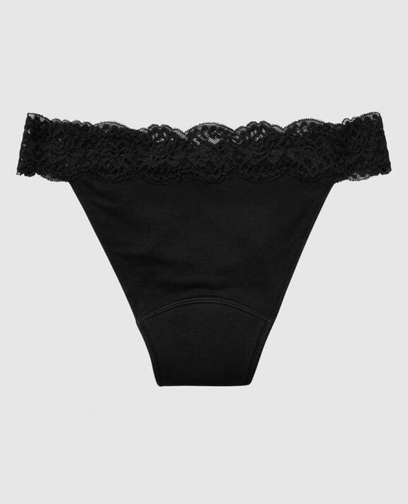 La Senza Mini Cheeky Period Panty Women's Underwear Black | 6PDKEvam