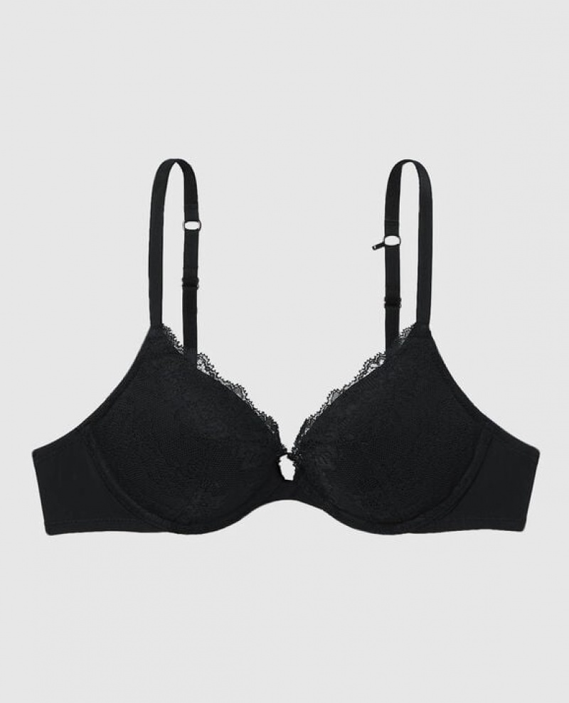 La Senza Push Up Plunge Women\'s Bras Black | cBV2aaYC