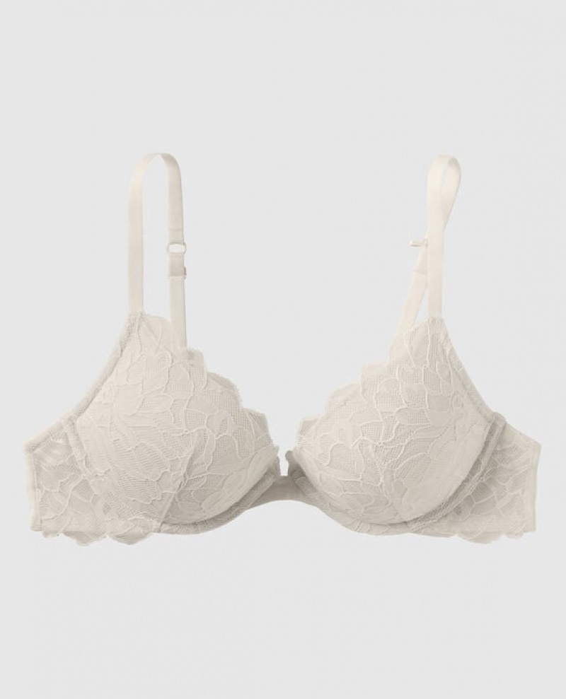 La Senza Push Up Plunge Women\'s Bras Cream | Mm5OM9QW