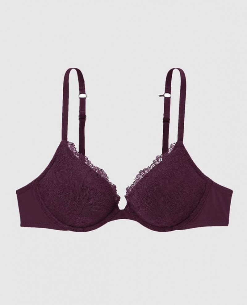 La Senza Push Up Plunge Women\'s Bras Purple | aIGBTLJT