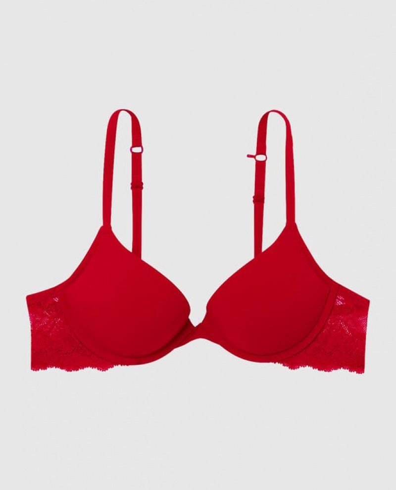 La Senza Push Up Plunge Women\'s Bras Red | 2nFkZYDs