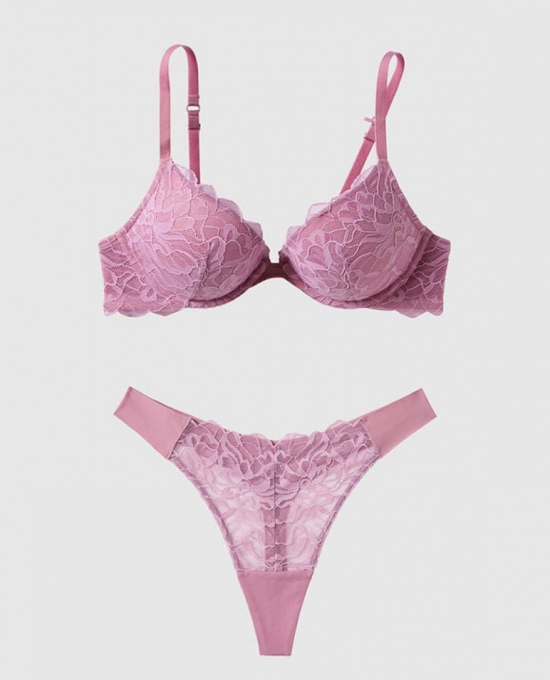 La Senza Push Up Plunge Women's Bras Rosecrush | g7ja4OLQ