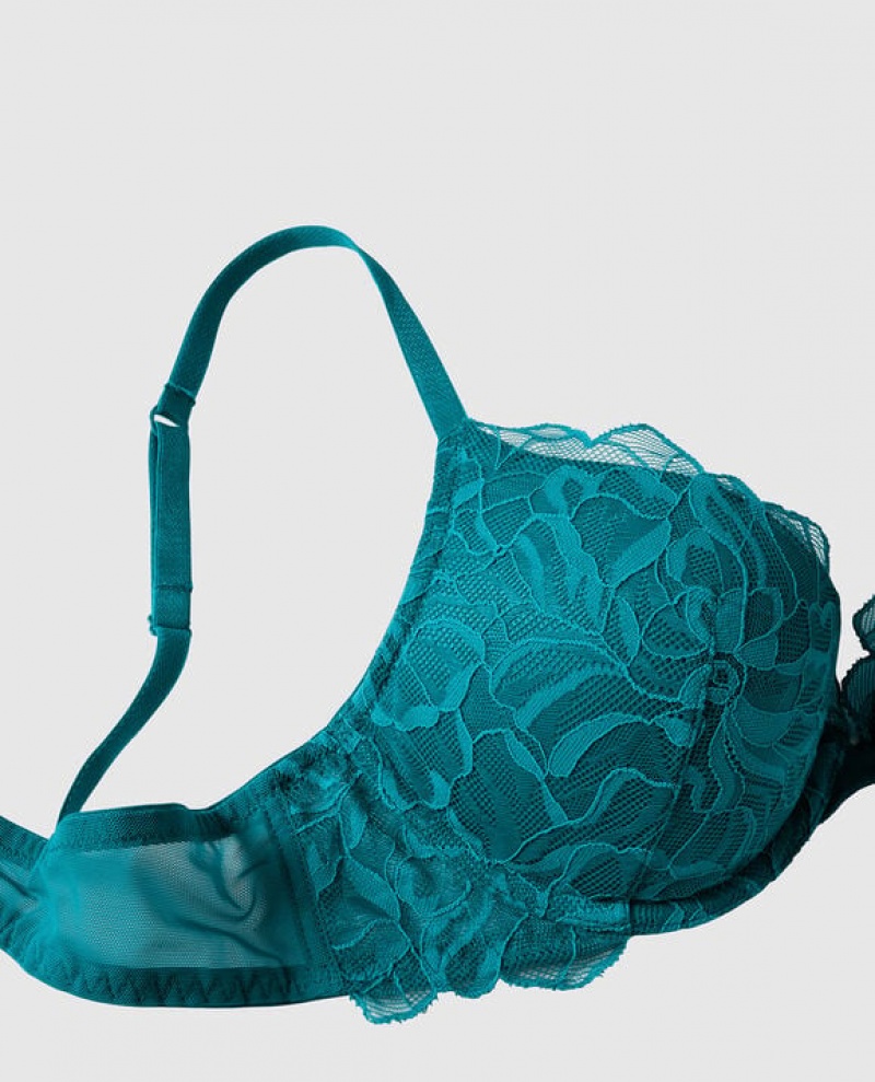 La Senza Push Up Plunge Women's Bras Tahitian Tide | ARPzeTgX