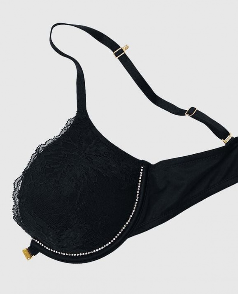 La Senza Push Up Women's Bras Black | QfpHi6DK