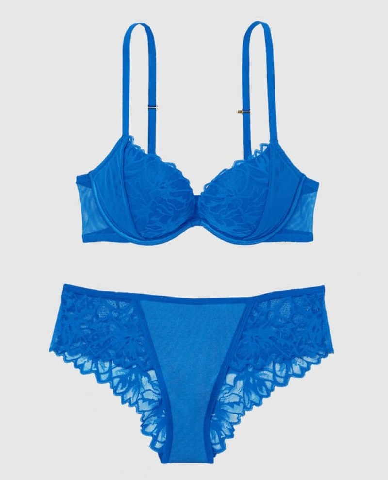 La Senza Push Up Women's Bras Deep Blue | E4XbA60u