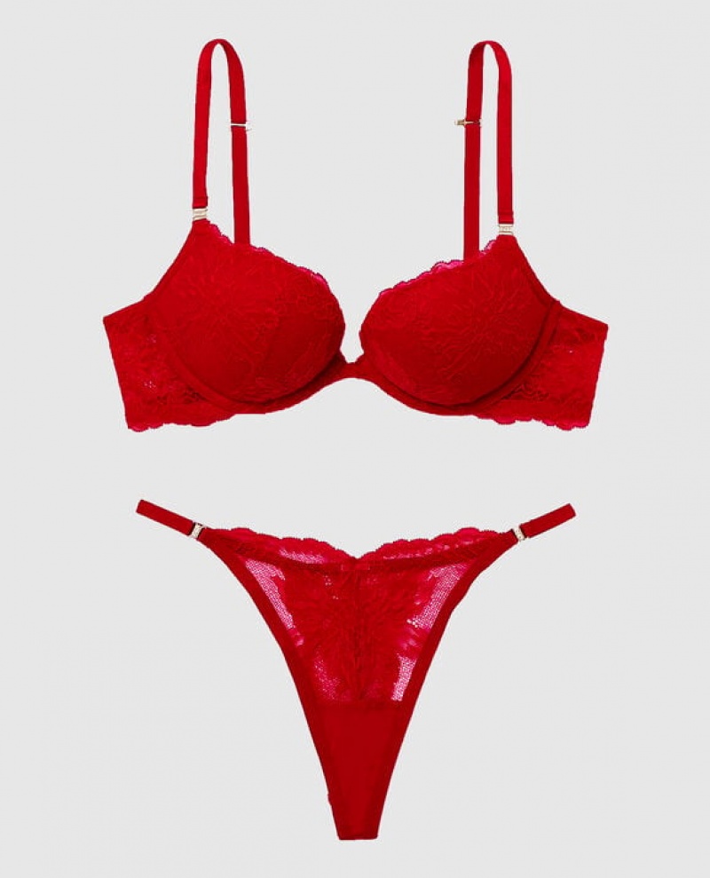 La Senza Push Up Women's Bras Red | bOoLO7IO