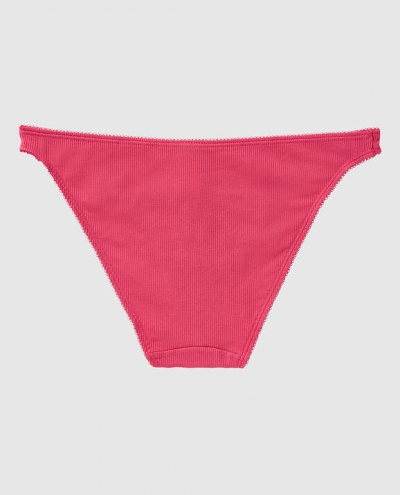 La Senza Ribbed Bikini Panty Women's Underwear Sweet Raspberry | WDpOGWku