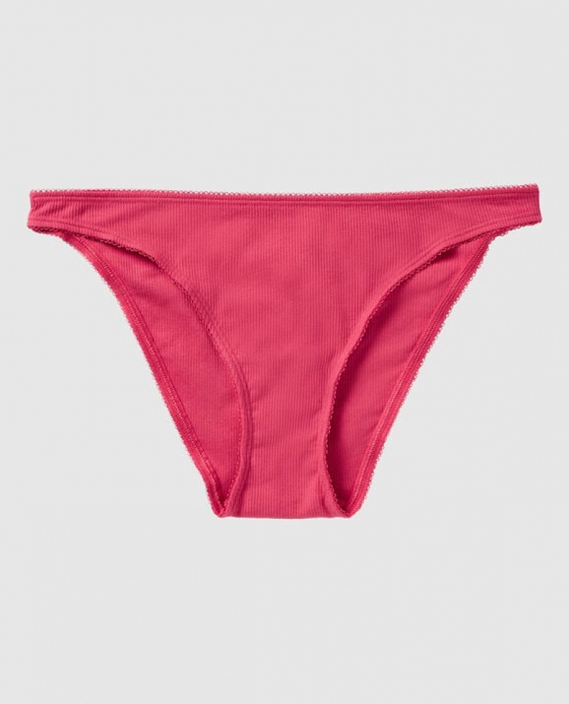 La Senza Ribbed Bikini Panty Women\'s Underwear Sweet Raspberry | WDpOGWku