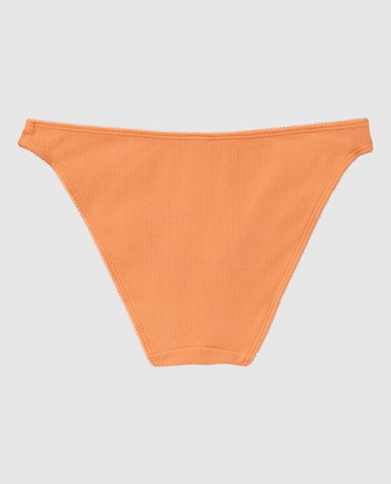 La Senza Ribbed Bikini Panty Women's Underwear Orange Cream | NpfFZKHf