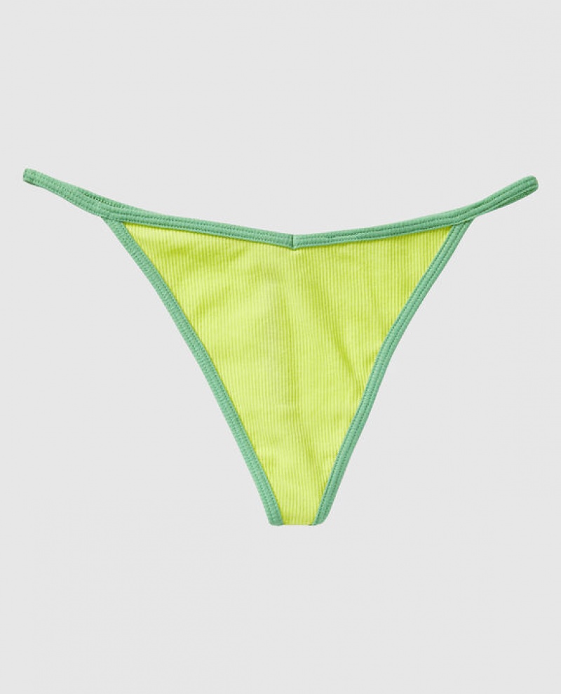 La Senza Ribbed G-String Panty Women\'s Underwear Green | zHn39A6l