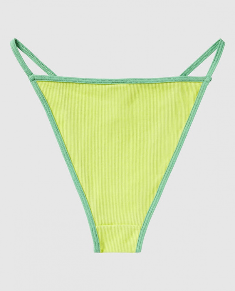 La Senza Ribbed Mini Cheeky Panty Women's Underwear Green | 0yy2USVy