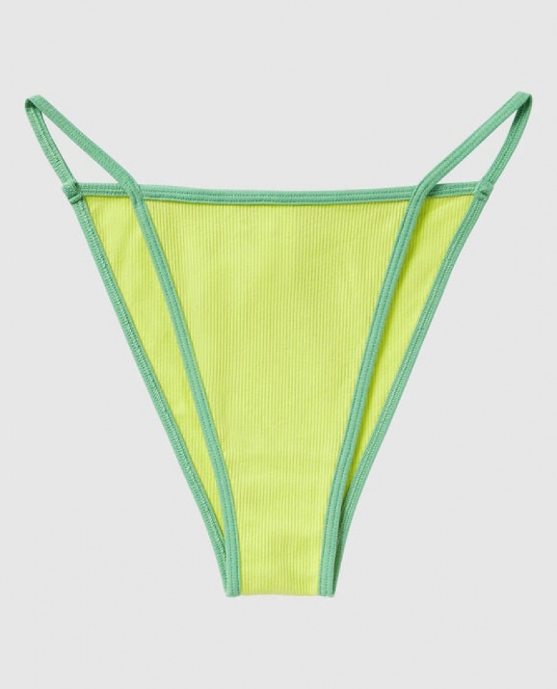 La Senza Ribbed Mini Cheeky Panty Women\'s Underwear Green | 0yy2USVy