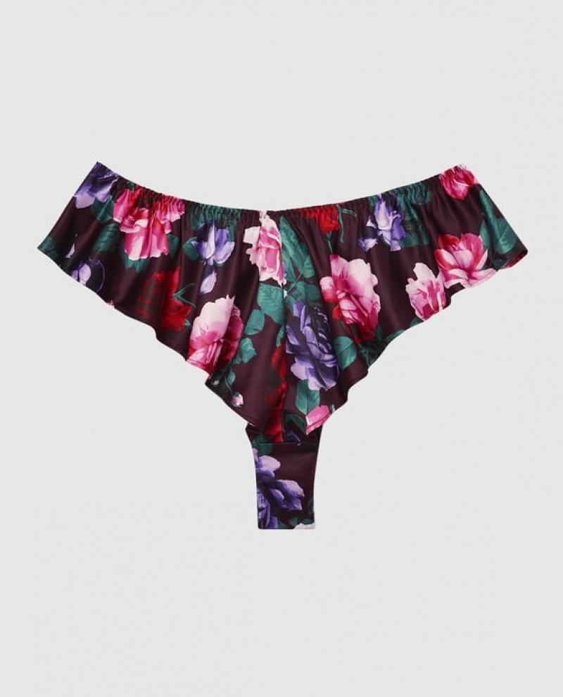 La Senza Satin Panty Women's Underwear After Hours Floral | ozeF3DZd