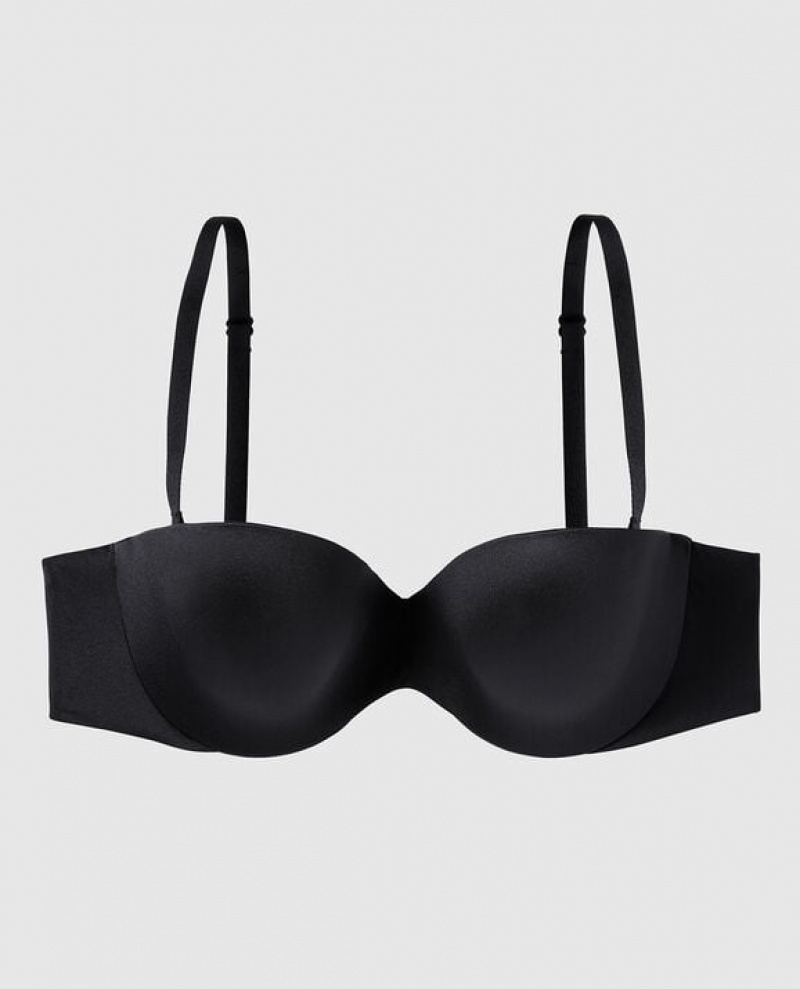 La Senza Strapless Lightly Lined Women\'s Bras Black | MLeIpiMD