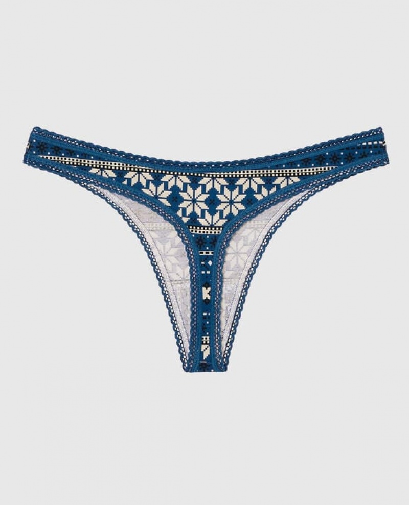 La Senza Thong Panty Women's Underwear Blue | 0hszAve0