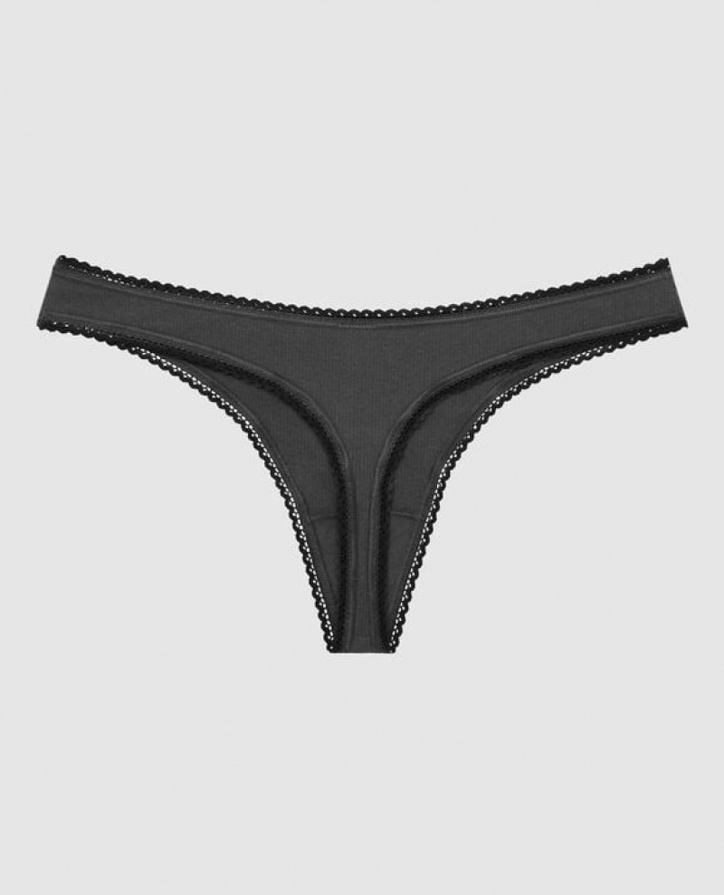 La Senza Thong Panty Women's Underwear Black | 2BkuwQLd