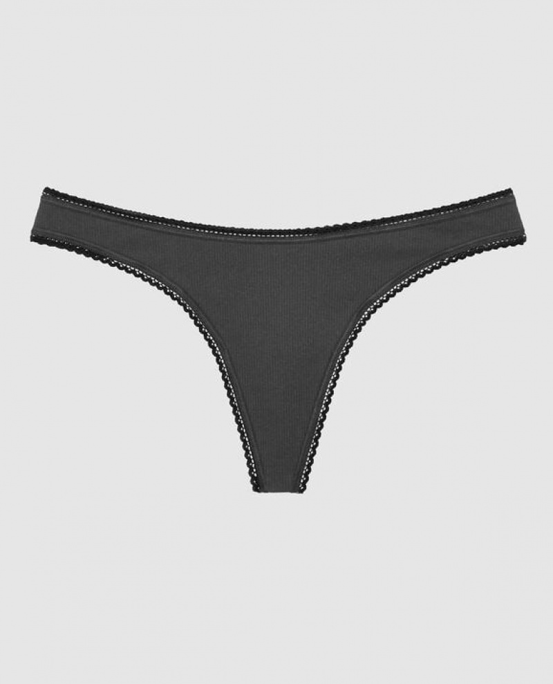 La Senza Thong Panty Women\'s Underwear Black | 2BkuwQLd