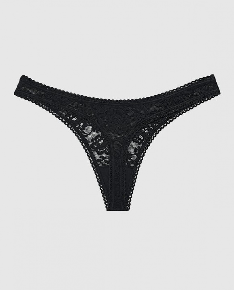 La Senza Thong Panty Women's Underwear Black | XZCok0ce