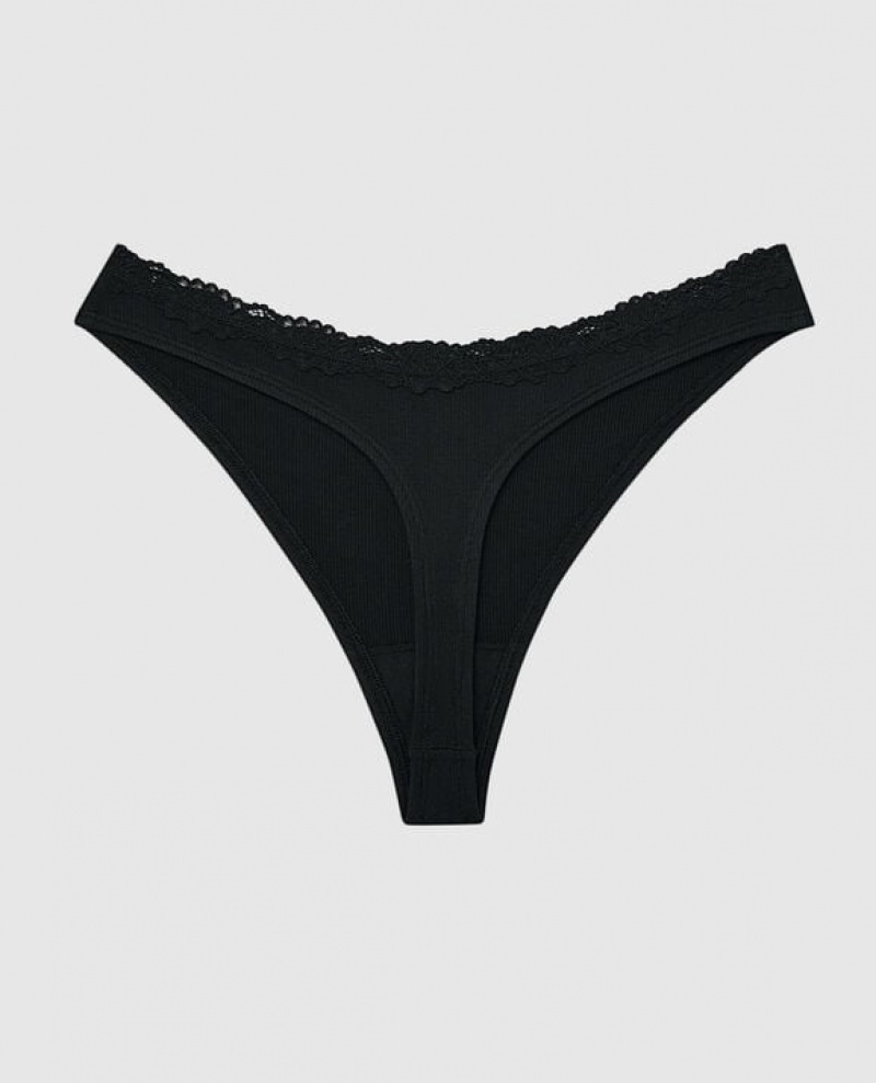 La Senza Thong Panty Women's Underwear Black | JCzQ6NpH