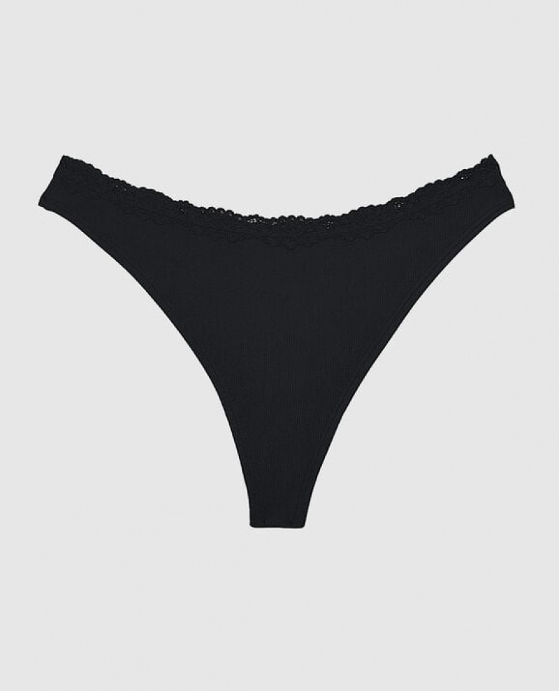 La Senza Thong Panty Women\'s Underwear Black | JCzQ6NpH