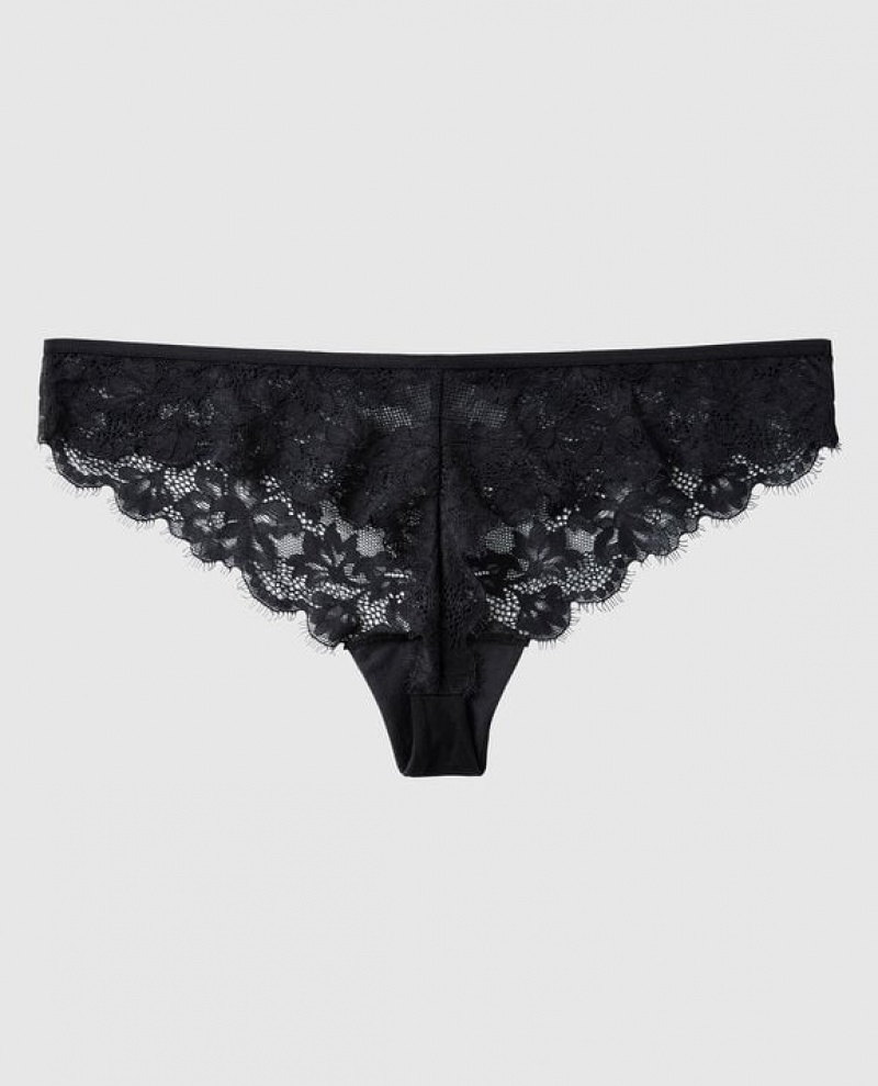 La Senza Thong Panty Women's Underwear Black | FA3BTKR5