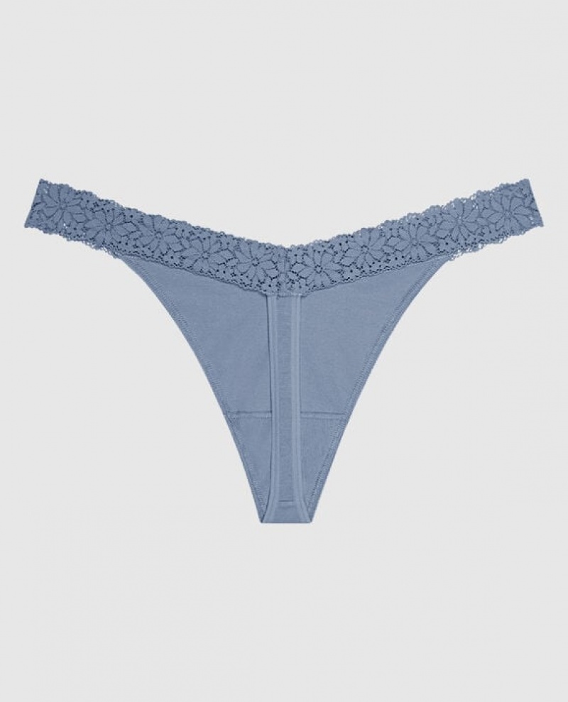 La Senza Thong Panty Women's Underwear Blue | olNLp8x0