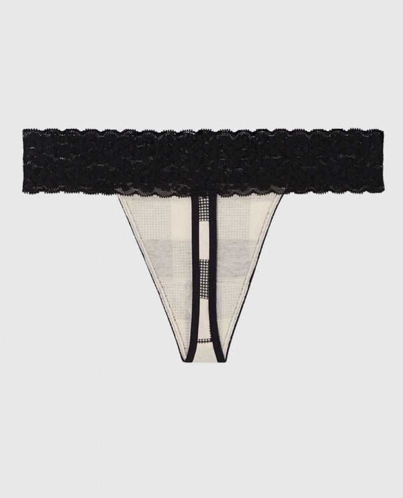 La Senza Thong Panty Women's Underwear Festive Check | WXGufydI