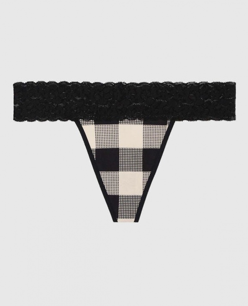 La Senza Thong Panty Women\'s Underwear Festive Check | WXGufydI